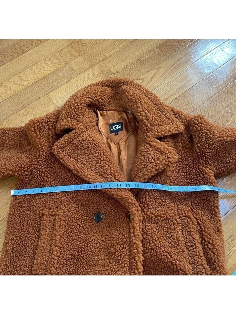 UGG Gertrude Short Teddy Coat in Chestnut Brown Sz Large Soft and cozy - Picture 8 of 13